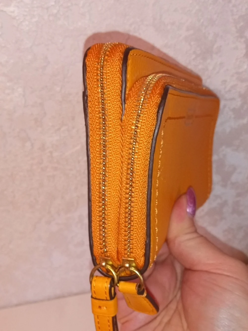 Coach Orange Leather Zip Wristlet
